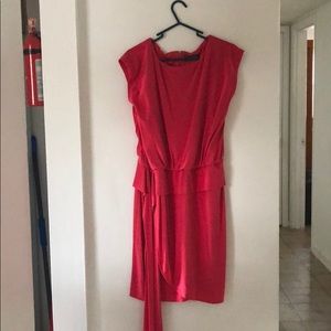 Form-Fitting Curvy Pink Tie Formal Dress, L-XL